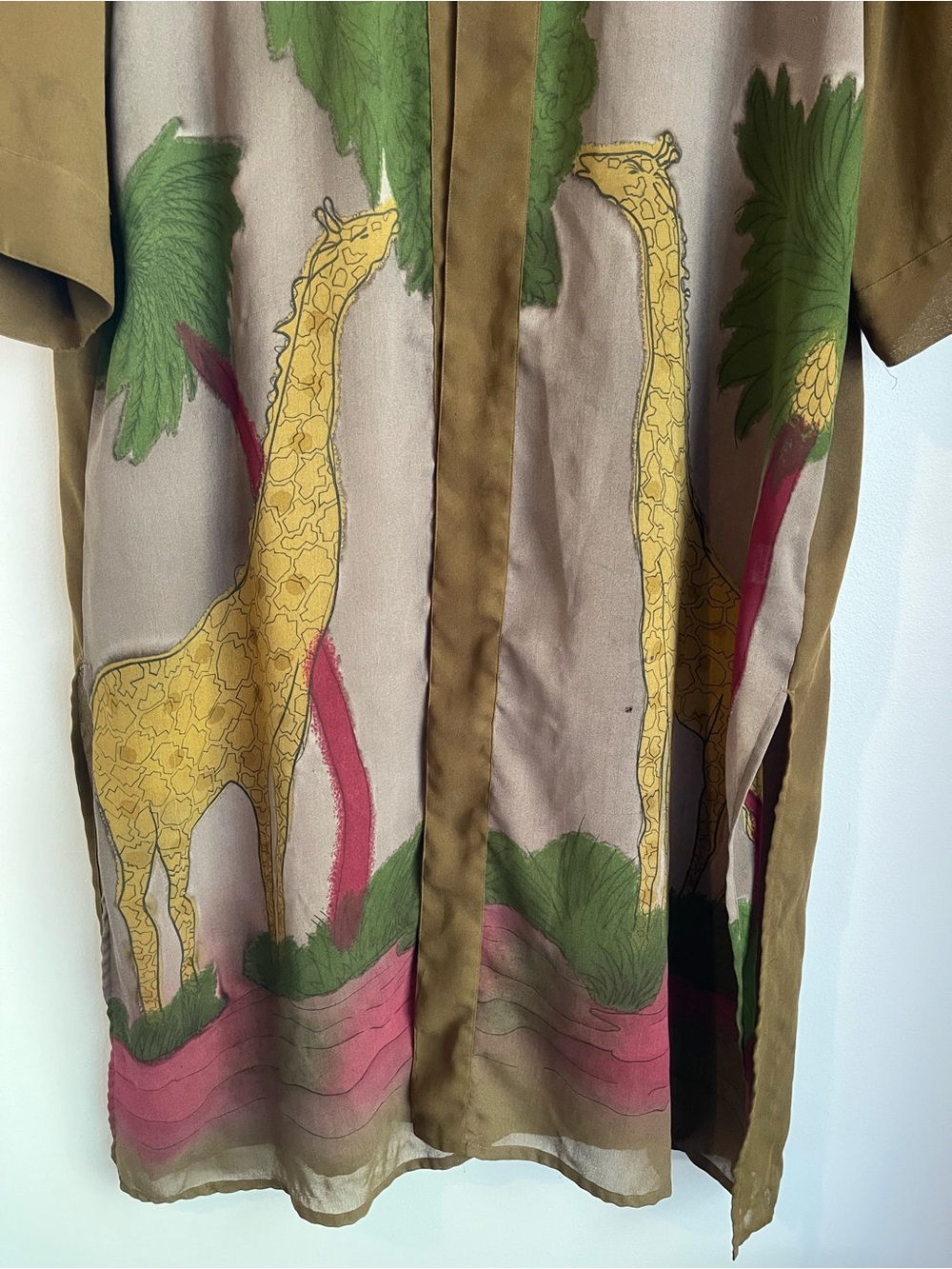 Career Elements Giraffe Print Open Front Kimono Duster Brown Size 20